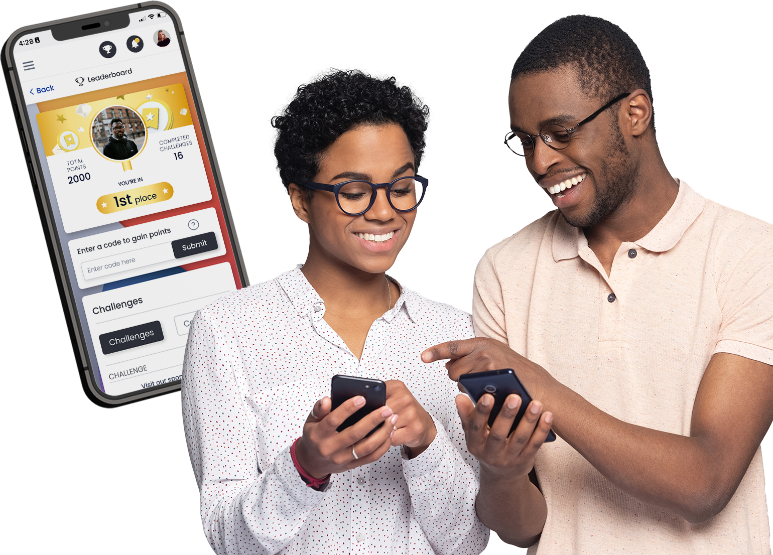 Gamification and leaderboard interface showing attendee engagement rankings